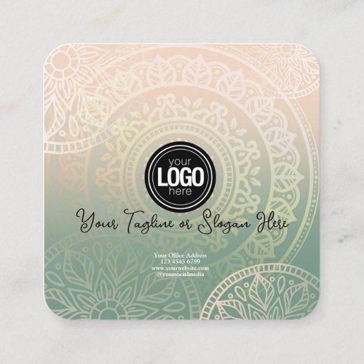 ビジネスロゴのパーソナライズ |グリーンエレガントヨガ 割引カード (裏面)