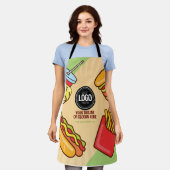 ビジネスロゴのパーソナライズ |ハンバーガーホットドッグテーマ エプロン (着用した状態)