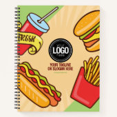 ビジネスロゴのパーソナライズ |ハンバーガーホットドッグテーマ ノートブック (正面)