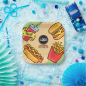 ビジネスロゴのパーソナライズ |ハンバーガーホットドッグテーマ ペーパープレート (パーティー)