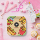 ビジネスロゴのパーソナライズ |ハンバーガーホットドッグテーマ ペーパープレート (パーティー)