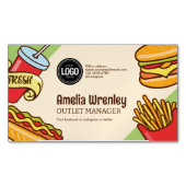 ビジネスロゴのパーソナライズ |ハンバーガーホットドッグテーマ マグネット名刺 (正面)