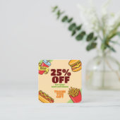 ビジネスロゴのパーソナライズ |ハンバーガーホットドッグテーマ 割引カード (スタンド正面)