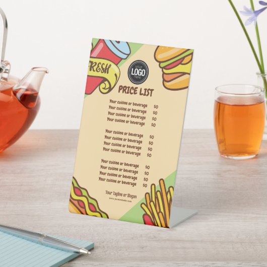 ビジネスロゴのパーソナライズ |ハンバーガーホットドッグテーマ 台座サイン (インサイチュ)