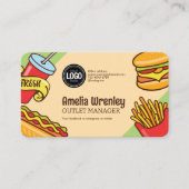 ビジネスロゴのパーソナライズ |ハンバーガーホットドッグテーマ 名刺 (正面)