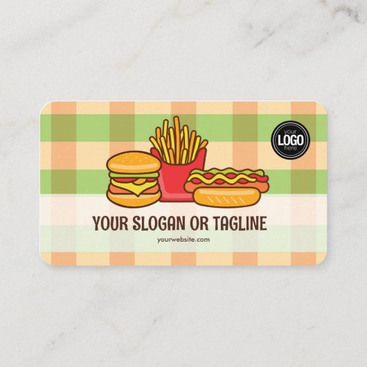 ビジネスロゴのパーソナライズ |ハンバーガーホットドッグテーマ 名刺 (裏面)