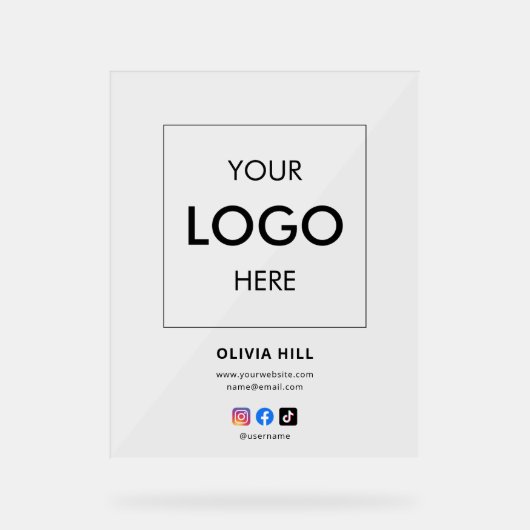 ビジネスロゴのブランドソーシャルメディア アクリルサイン (正面)