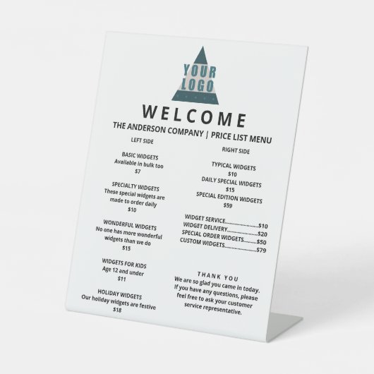 ビジネスロゴのプロモーション価格表2列大 台座サイン (正面)