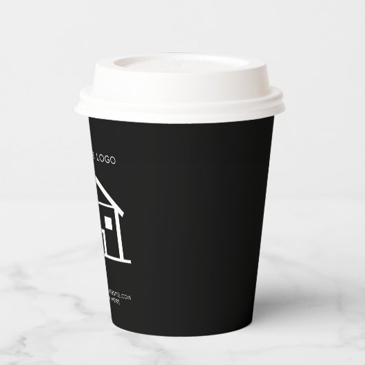 ビジネスロゴのミニマリストの実在不動産紙を追加 紙コップ (左)
