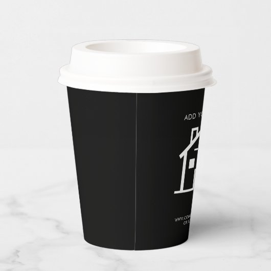 ビジネスロゴのミニマリストの実在不動産紙を追加 紙コップ (右)