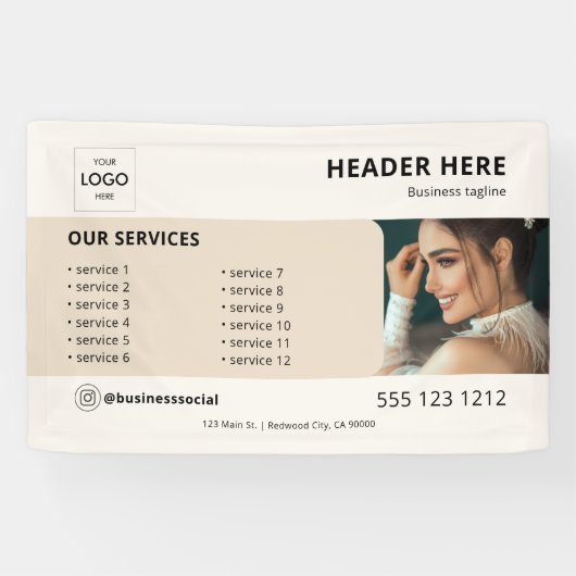 ビジネスロゴのミニマルなベージュのバナー 横断幕 (横)