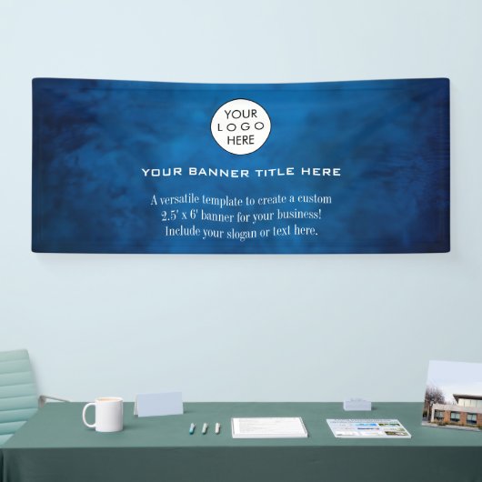 ビジネスロゴのミニマルモダンプロフェッショナル青 横断幕 (トレードショー)
