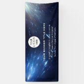 ビジネスロゴのミニマルモダンプロフェッショナル青 横断幕 (縦)