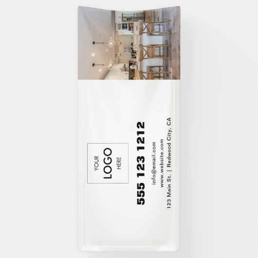 ビジネスロゴのミニマルモダンリストフォト 横断幕 (縦)