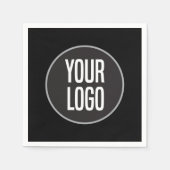 ビジネスロゴの作成紙カクテルナプキンブラック スタンダードカクテルナプキン (正面)