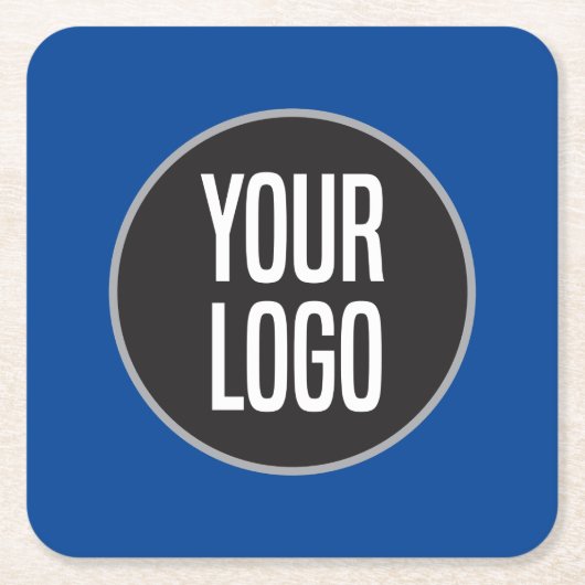 ビジネスロゴの作成紙カクテルブルー  スクエアペーパーコースター (正面)