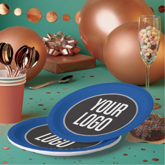 ビジネスロゴの作成紙カクテルブルー ペーパープレート (複数)