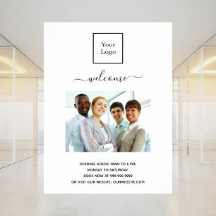 ビジネスロゴの写真を歓迎する営業時間 ポスター
