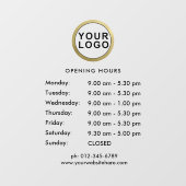 ビジネスロゴの営業時間ウィンドウの固定 |黒 ウィンドウサイン (シート)