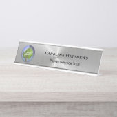 ビジネスロゴの変更が可能な銀色 デスクネームプレート (正面)