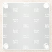 ビジネスロゴの繰り返し |黒とグレーのグラデーション ガラスコースター (裏面)