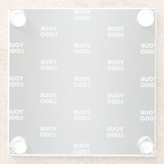 ビジネスロゴの繰り返し |黒とグレーのグラデーション ガラスコースター (裏面)