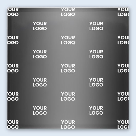 ビジネスロゴの繰り返し |黒とグレーのグラデーション ガラスコースター