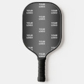 ビジネスロゴの繰り返し |黒とグレーのグラデーション ピックルボールラケット (裏面)