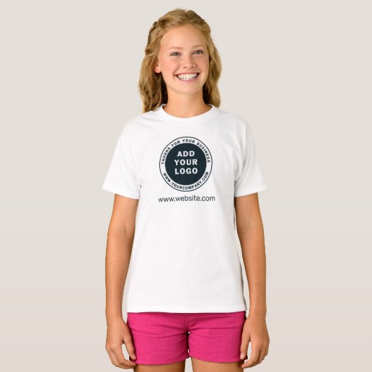 ビジネスロゴの追加カスタム会社Webサイト Tシャツ (正面フル)