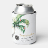 ビジネスロゴの追加クリスマスパームツリーホリデー 缶クーラー (缶正面)