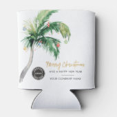 ビジネスロゴの追加クリスマスパームツリーホリデー 缶クーラー (裏面)