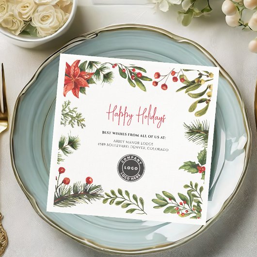 ビジネスロゴの追加クリスマスホリデー紙 スタンダードカクテルナプキン