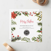 ビジネスロゴの追加メリークリスマスホリデー ノートカード (正面/裏面インサイチュ)