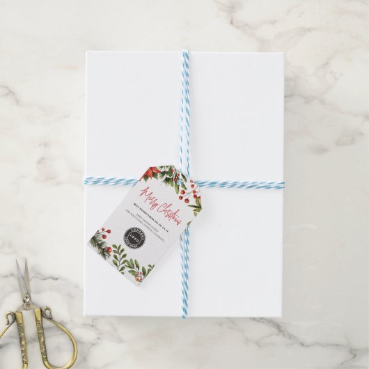ビジネスロゴの追加メリークリスマスボタニック ギフトタグ (より糸付き)