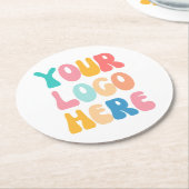 ビジネスロゴの追加モダンミニマルシンプル ラウンドペーパーコースター (アングル)