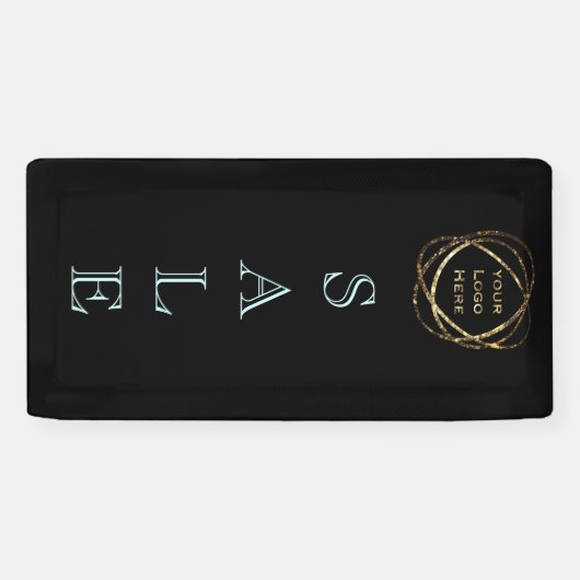 ビジネスロゴの追加/エレガントシンプルアクアブラックセール 横断幕 (横)