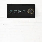 ビジネスロゴの追加/エレガントシンプルアクアブラックセール 横断幕 (インサイチュ)