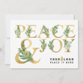 ビジネスロゴの追加 |エレガント金ゴールド平和と喜び シーズンカード (正面)