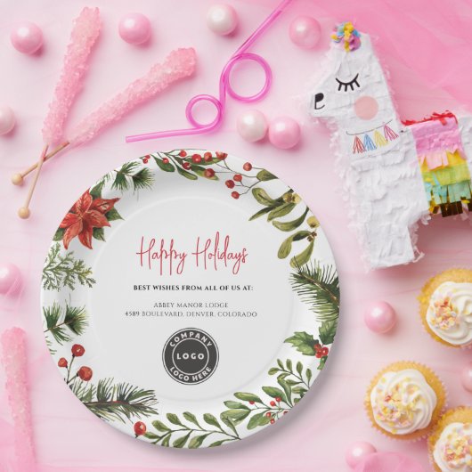ビジネスロゴの追加Holidays会社年間イベント ペーパープレート (パーティー)