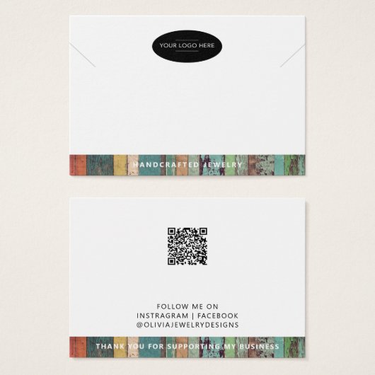 ビジネスロゴの追加QRコードジュエリー表示カード (正面&裏面)