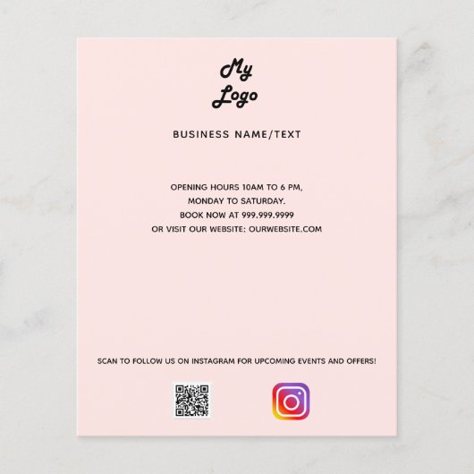 ビジネスロゴのQRコードインスタグラム赤面バラ金ゴールド チラシ (正面)