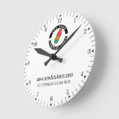 ビジネスロゴのWebサイトアドレスのクラシック追加 ラウンド壁時計 (傾斜)