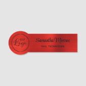 ビジネスロゴはこちら明るい赤グラデーション 名札 (正面)