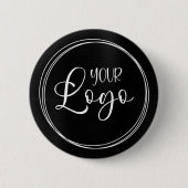 ビジネスロゴはこちら黒グラデーション 缶バッジ (正面)