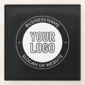 ビジネスロゴまたはデザインおよび編集可能な文字テンプレート ガラスコースター (正面)