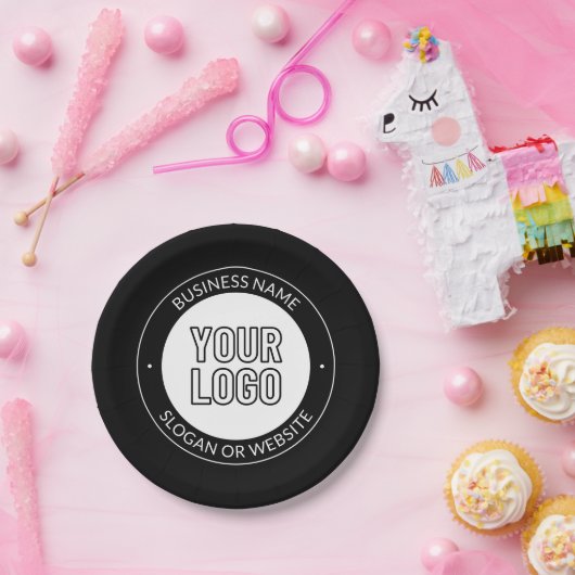 ビジネスロゴまたはデザインおよび編集可能な文字テンプレート ペーパープレート (パーティー)