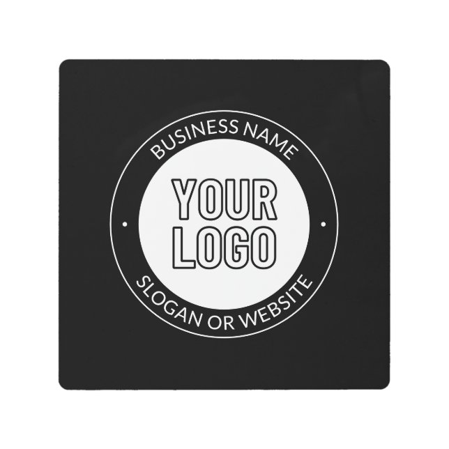 ビジネスロゴまたはデザインおよび編集可能な文字テンプレート メタルプリント (正面)