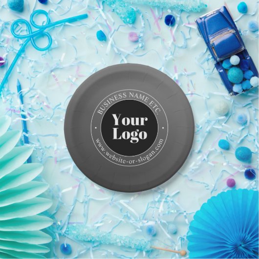 ビジネスロゴまたはデザインと編集可能文字 ペーパープレート (パーティー)