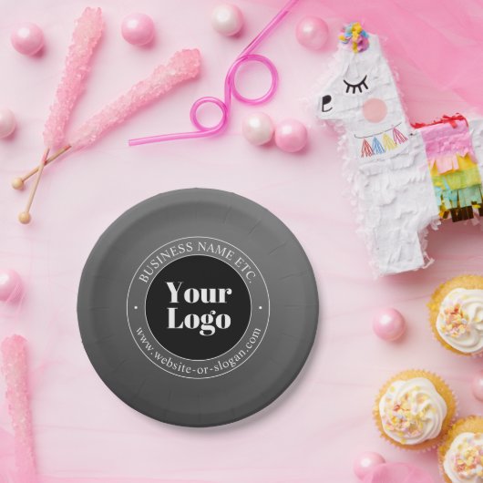 ビジネスロゴまたはデザインと編集可能文字 ペーパープレート (パーティー)