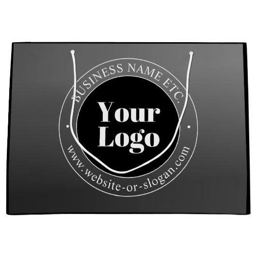 ビジネスロゴまたはデザインと編集可能文字 ラージペーパーバッグ (正面)